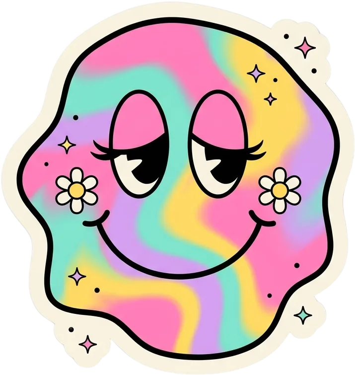 Trippy kaleidoscope smiley face sticker